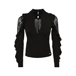 TOP MANGAS ENCAJE VOLANTE