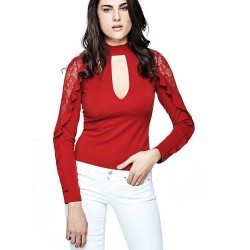 TOP MANGAS ENCAJE VOLANTE